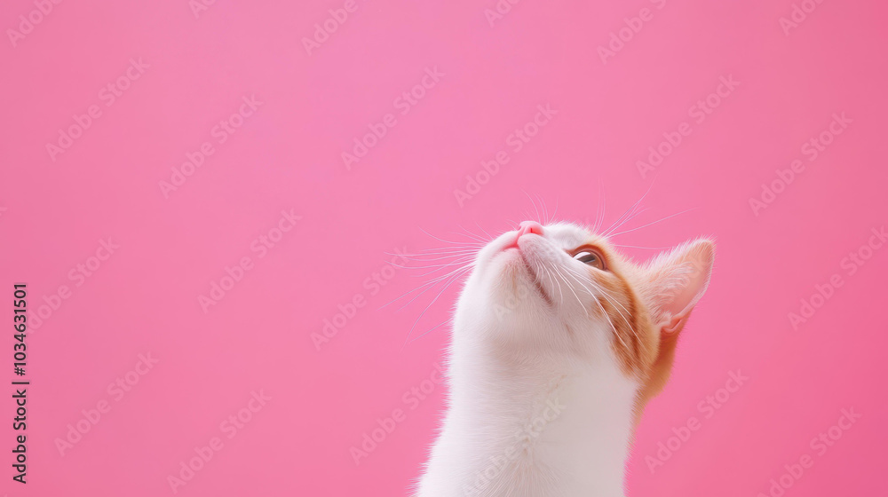 Canvas Prints A cute cat poses gracefully in front of a dreamy pink backdrop, adding charm to any setting.