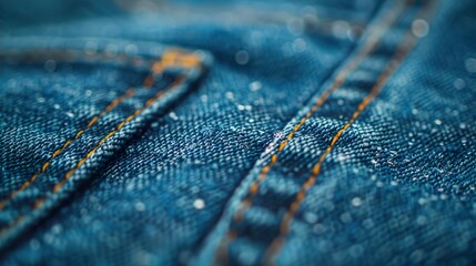 Close Up Denim Texture: Blue Jeans Fabric Pattern