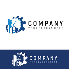 hourglass house build home logo design element vector template