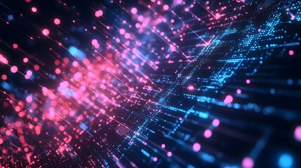 Fototapeta premium Cyber big data flow. Blockchain data fields. Network line connect stream.