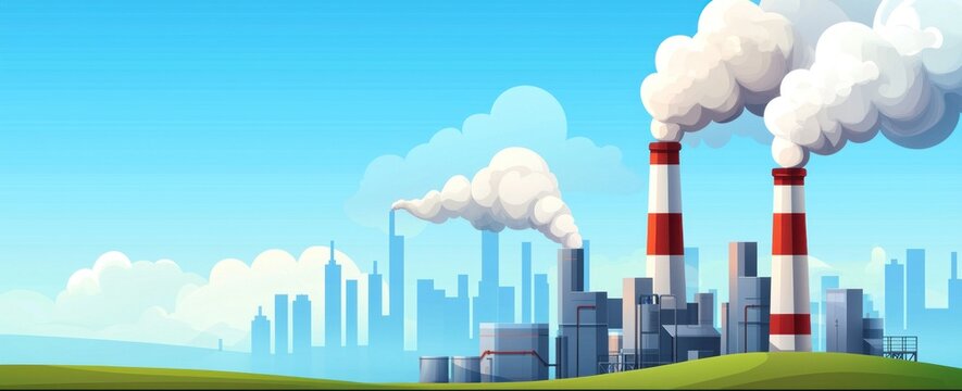 Panorama of a modern factory showcasing high-scale industrial architecture and innovative technology in a vibrant landscape