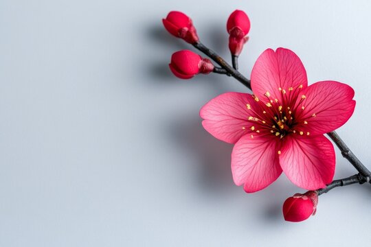 A single Yamabuki flower on a plain white background, embodying elegance in simplicity