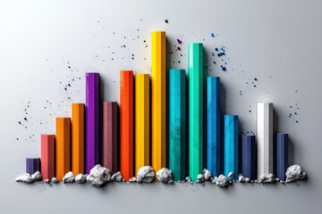 Obraz premium A watercolor illustration of a business ecosystem, with colorful profiles blending softly