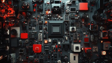 Fototapeta premium Collection of Vintage and Modern Cameras and Accessories