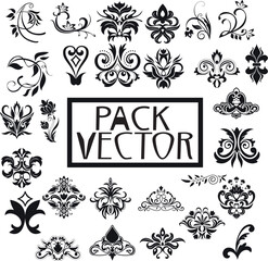 Border decoration elements and round frames in one mega pack set