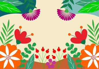 Floral banner frame design Spring background with beautiful.