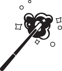 Magic wand black icon. Miracle effect symbol