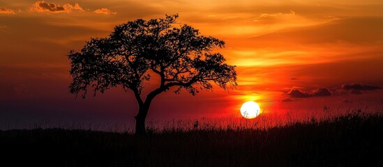 Silhouette Sunset At The Field It S The Last Light Of The Day The Beautiful And Natural