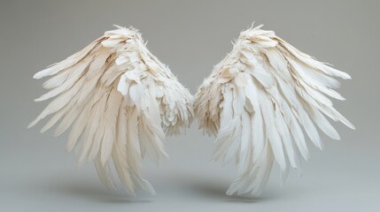Isolated realistic angel wings adorned with white feathers