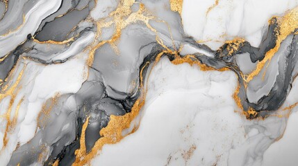 Abstract gray and white marble background featuring golden veins showcasing an artificial stone texture ideal for modern wallpaper use