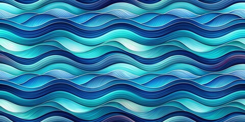 Fototapeta premium Abstract Illustration of Flowing, Wavy Lines in Vibrant Blue and Turquoise Hues