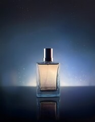 Product picture of perfume bottle advertising poster Simple, elegant design, looks expensive.