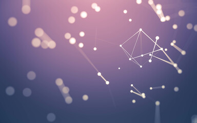 Abstract background. Molecules technology with polygonal shapes, connecting dots and lines. Connection structure. Big data visualization.