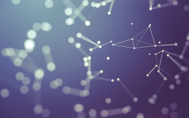 Abstract background. Molecules technology with polygonal shapes, connecting dots and lines. Connection structure. Big data visualization.