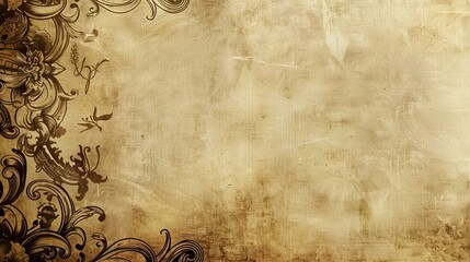 Vintage floral design on an aged parchment background.