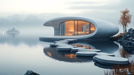 Obraz premium Futuristic House with 3D Printed Concrete Design