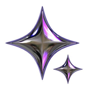 y2k abstract star geometry 3d icon illustration