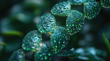 close up of dn helix intertwined with green leaves symbolizing the fusion of biotechnology and nature inspired science the image represents innovation in genetics and sustainable technology.image