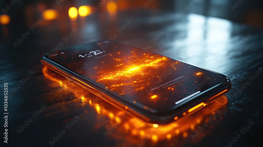 Poster close up of smartphone screen displaying new notification alert symbolizing connectivity and real ti