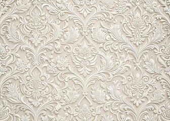 Vintage embossed white floral patterns with intricate details ideal for luxurious wallpaper or backgrounds