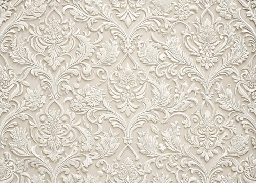 Fototapeta Vintage embossed white floral patterns with intricate details ideal for luxurious wallpaper or backgrounds