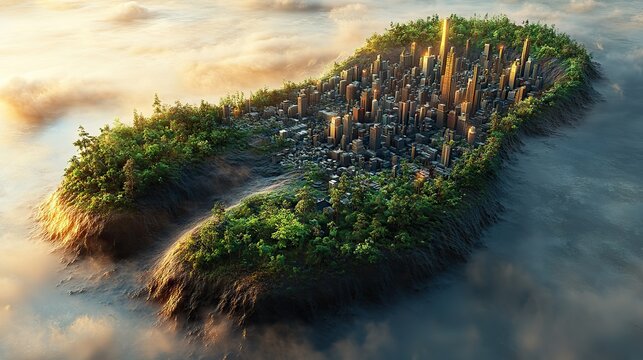 colossal human footprint impression filled with bustling industrial cityscape symbolizing the human impact on the environment.stock image