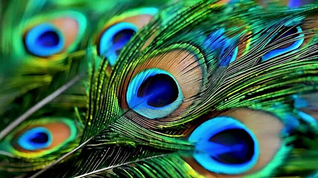 A close-up of a peacock's feathers 