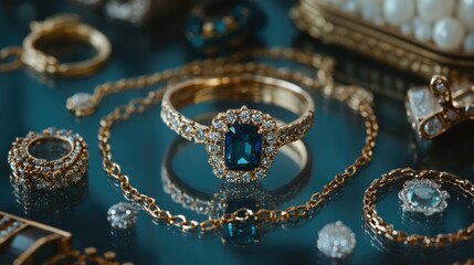 Obraz premium Elegant Jewelry Display with Gorgeous Blue Gemstone