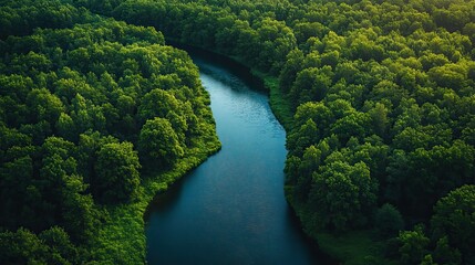 Fototapeta premium lush forest with clear river symbolizing sustainability analytics and nature impact monitoring perfect for illustrating environmental supply chain control and eco friendly practices.illustration