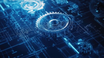 Obraz premium Futuristic digital gears and circuit design