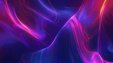 Fototapeta premium Line art illustration featuring a glowing abstract background with colorful neon rays in shades of purple violet and blue