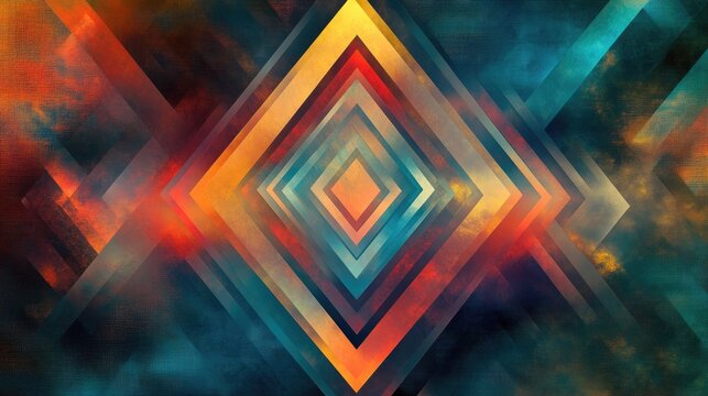 Framed triangular design featuring a central text space Abstract backdrop with fashionable patterns artistic graphics and fluid acrylic fractals to create a captivating desktop wallpaper