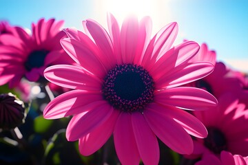 Obraz premium Closeup Pink Daisy Flower Blooming in Sunlight