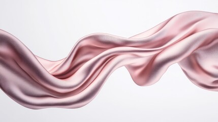 Obraz premium Elegant billowing fabric in motion Soft wavy silk or satin Abstract design element 3D rendered image on a white backdrop