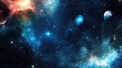 Naklejka premium Abstract cosmic background featuring celestial bodies and cosmic phenomena