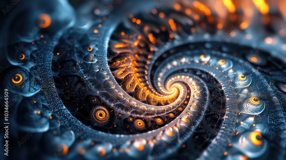 Poster abstract fractal background with 3d rendering showcasing technology themes