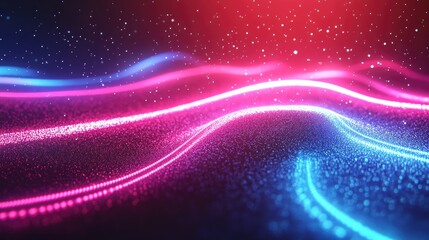 Fototapeta premium Abstract textured background featuring a neon glowing wave line creating an energetic light motion effect suitable for wallpaper or design purposes