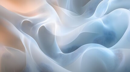 Obraz premium Soft translucent layers of abstract waves and curves blending seamlessly in fluid motion
