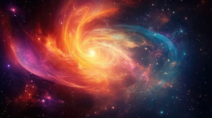 Naklejka premium Abstract cosmic backdrop with vibrant colors and swirling patterns evoking a sense of the vastness and mystery of the universe