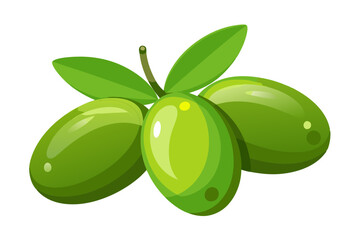  Green olives isolated on white background vector art illustration