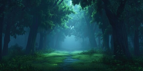 Fototapeta premium A stroll through the lush forest, A walk in the green woods