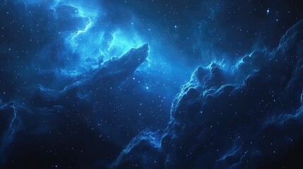 Fototapeta premium 3D cartoon depiction of nebulae in blue colors