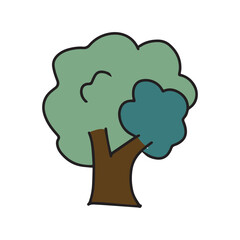 simple village doodles illustration design. home, tree, mountain, village, tree, sun