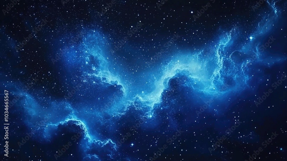 Wall mural abstract blue star universe space background featuring a 3d cartoon rendering of a nebula and shinin