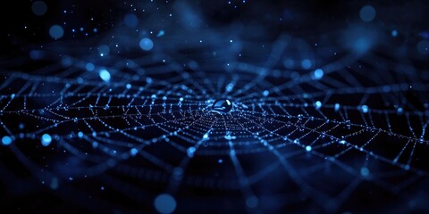 Close-up of a spider web adorned with water droplets, Close-up of a spider web with water droplets