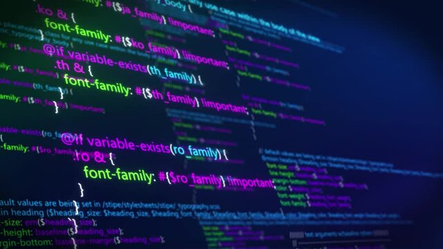 Computer program code rolling on the screen