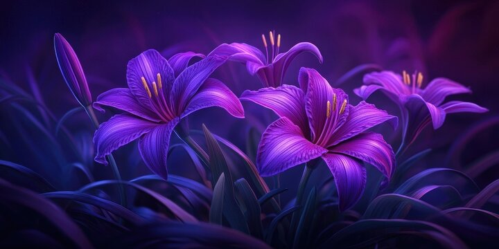 Hemerocallis variety with vibrant purple blooms - daylily, Vibrant purple daylily blooms