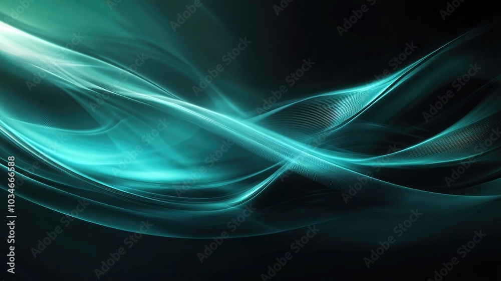 Fototapete abstract background featuring blurred neon light rays in dark green ideal for computer graphics webs