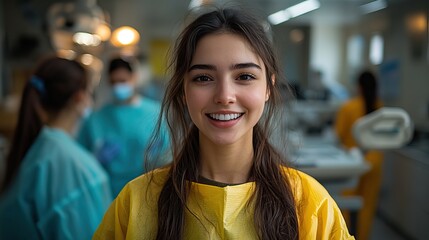 Obraz premium person experiencing fear and anxiety at the dentists office showing apprehension and nervousness about dental procedures and the tooth doctors tools and equipment