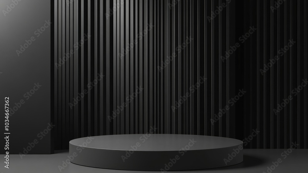 Poster minimalist podium scene for mock up presentation with ample copy space featuring an abstract 3d rend